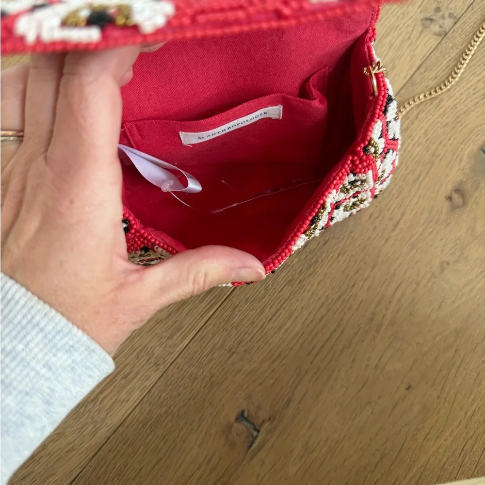 Anthropologie Beaded Floral Crossbody Bag / Clutch - Picture 4 of 13